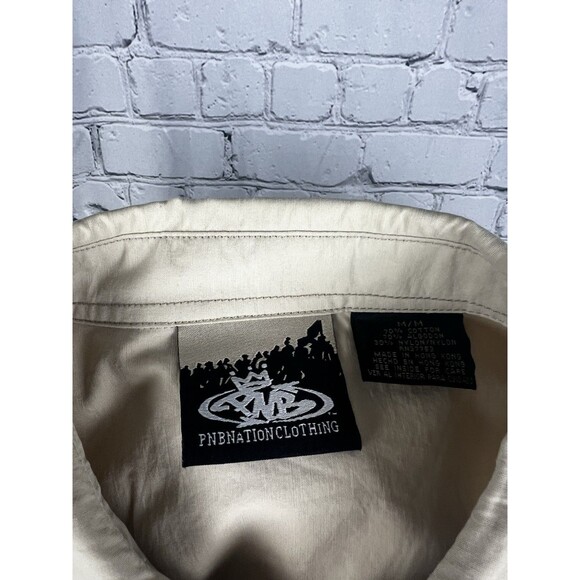 PNB Nation Men’s Medium Short Sleeve Button Front Shirt Cotton Blend, Pockets - Picture 8 of 8